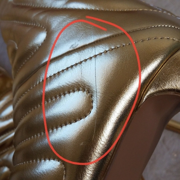 GLAZE Gold Curvy Quilted Pu Boot Skinny High Heels - Picture 12 of 13